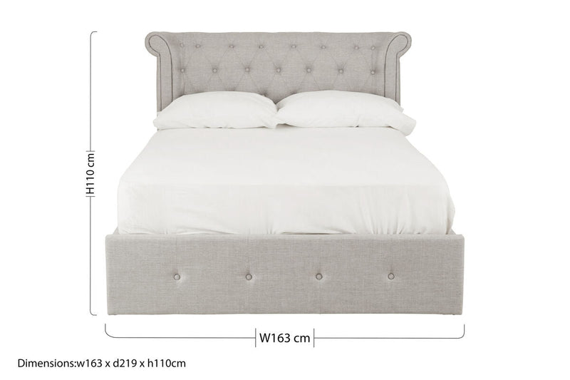 Light Grey Ottoman Double Bed | Edison