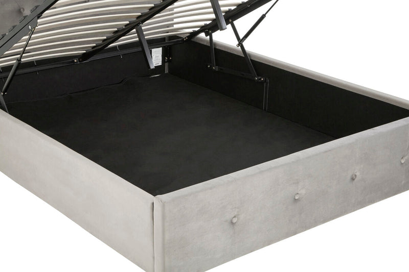 Grey Brushed Velvet Ottoman King Bed | Edison