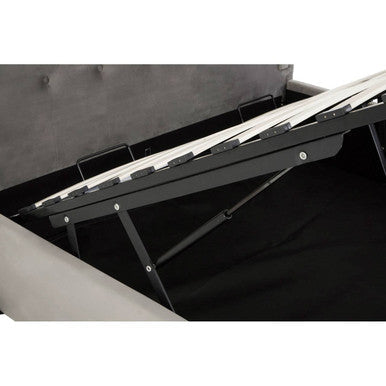 Grey Brushed Velvet Ottoman King Bed | Edison