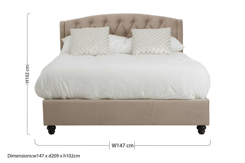 Mink Brushed Velvet Double Bed | Josephine