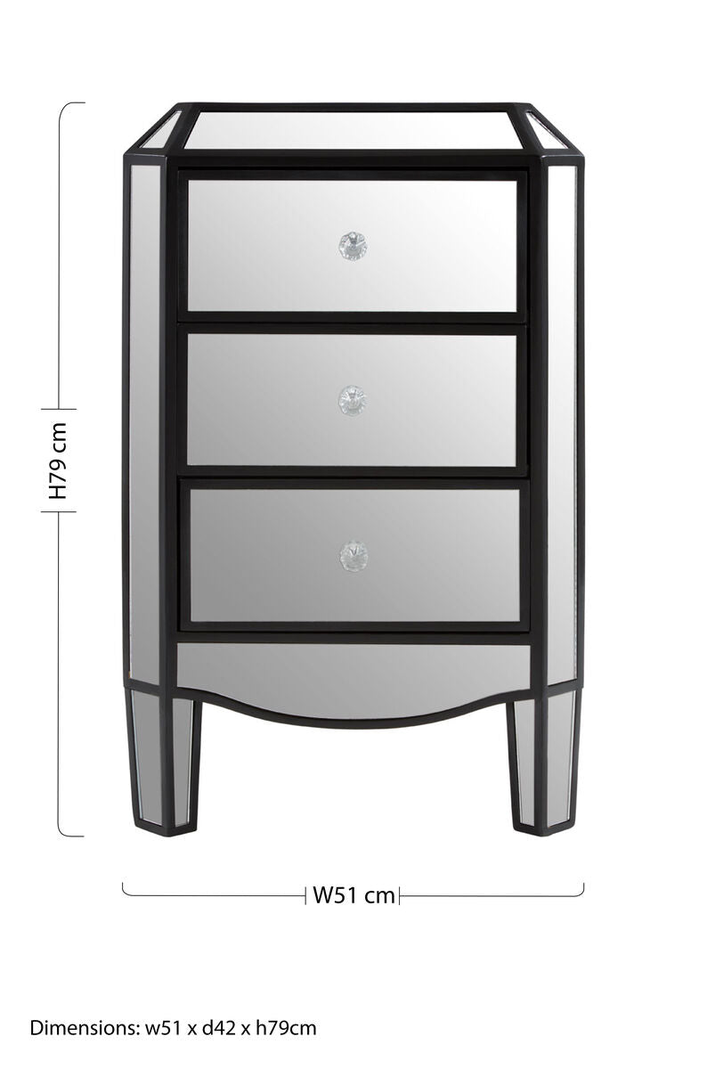 3 Drawer Mirrored Chest | Tiffany