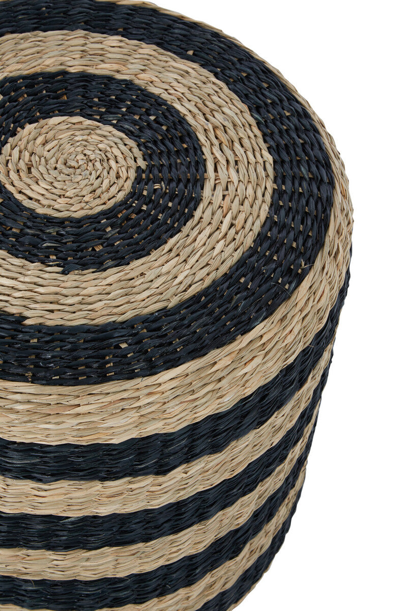 Ashby Seagrass Pouffe with Black Stripes.