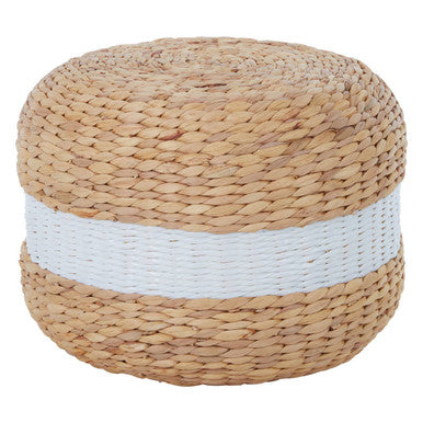 Water Hyacinth Pouffe with White Stripe | Ashby