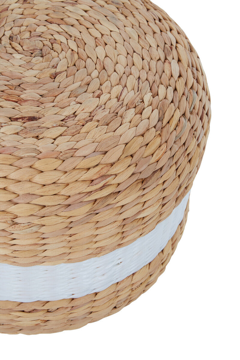 Water Hyacinth Pouffe with White Stripe | Ashby