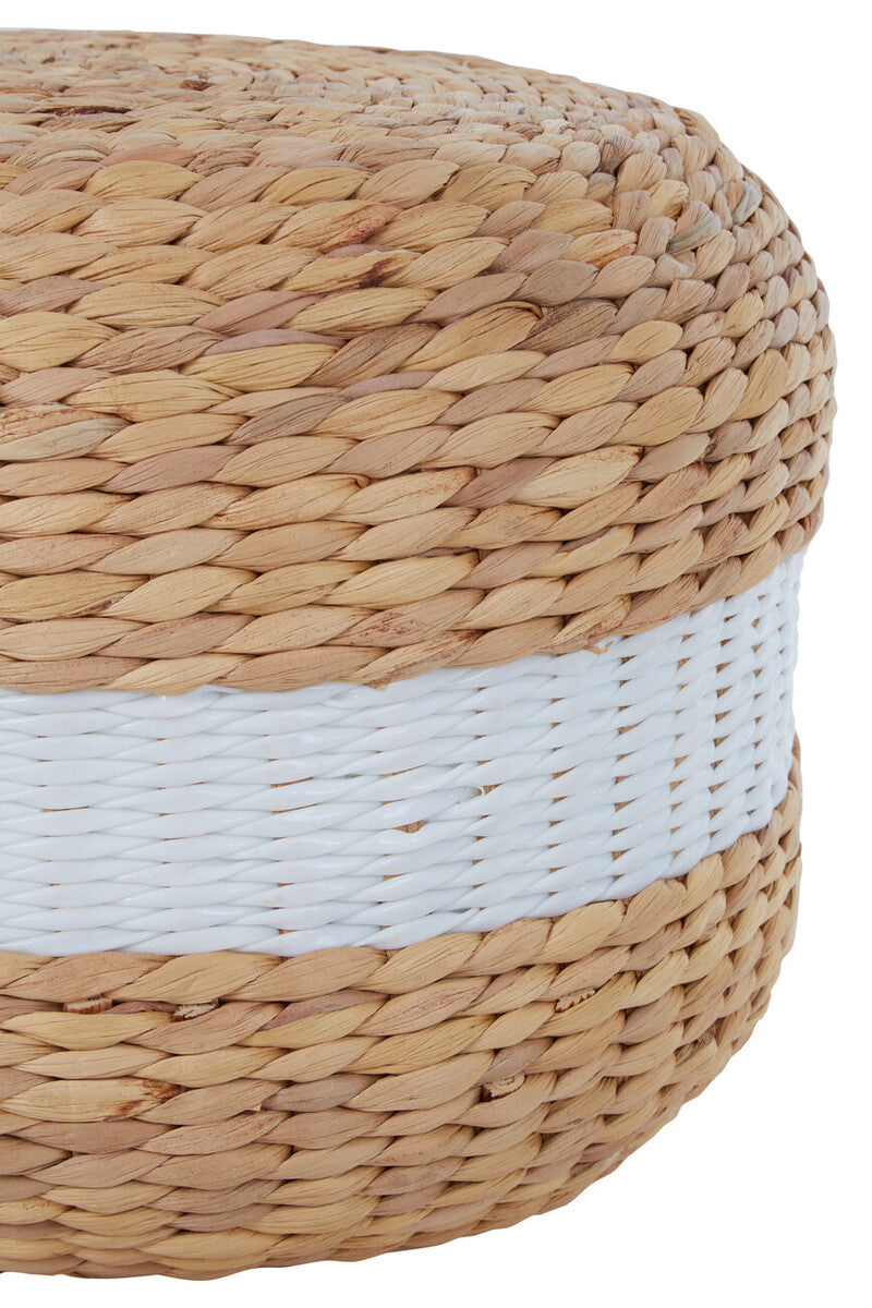 Water Hyacinth Pouffe with White Stripe | Ashby