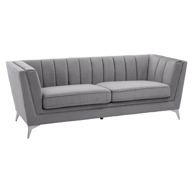3 Seater Grey Velvet Sofa | Hansa