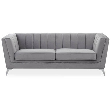 3 Seater Grey Velvet Sofa | Hansa