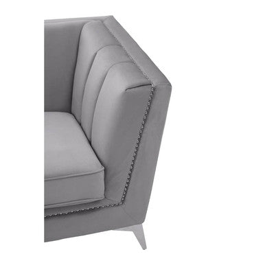 3 Seater Grey Velvet Sofa | Hansa
