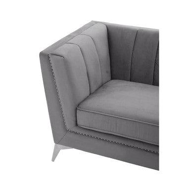 3 Seater Grey Velvet Sofa | Hansa