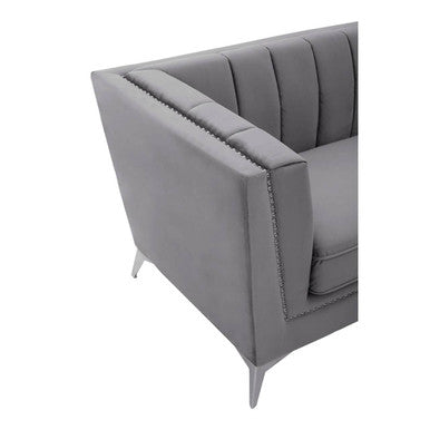 3 Seater Grey Velvet Sofa | Hansa
