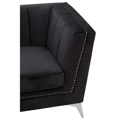 3 Seater Black Velvet Sofa | Hansa