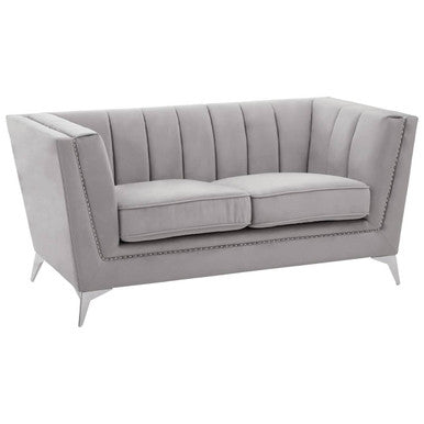 2 Seater Grey Velvet Sofa | Hansa