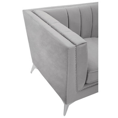 2 Seater Grey Velvet Sofa | Hansa