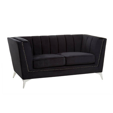 2 Seater Black Velvet Sofa | Hansa