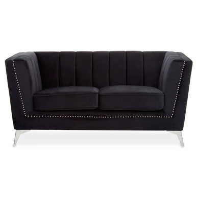 2 Seater Black Velvet Sofa | Hansa