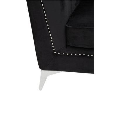 2 Seater Black Velvet Sofa | Hansa