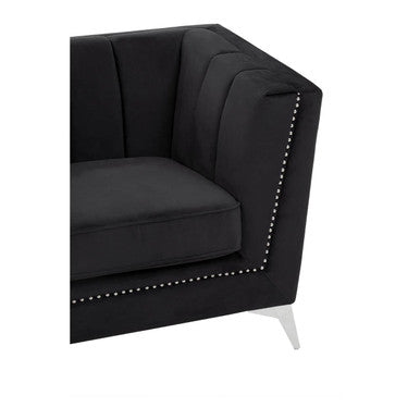 2 Seater Black Velvet Sofa | Hansa