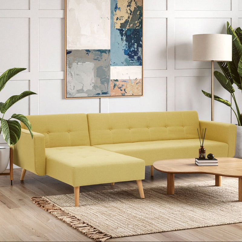 Olive Linen Corner Sofas Bed Hagen | Hansa