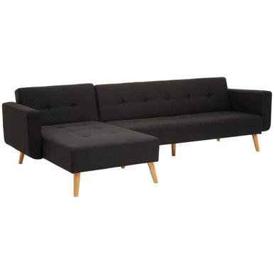 Black Linen Corner Sofas Bed Hagen | Hansa