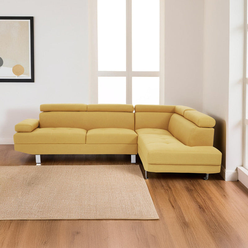 Ochre Linen Corner Sofas | Hanover