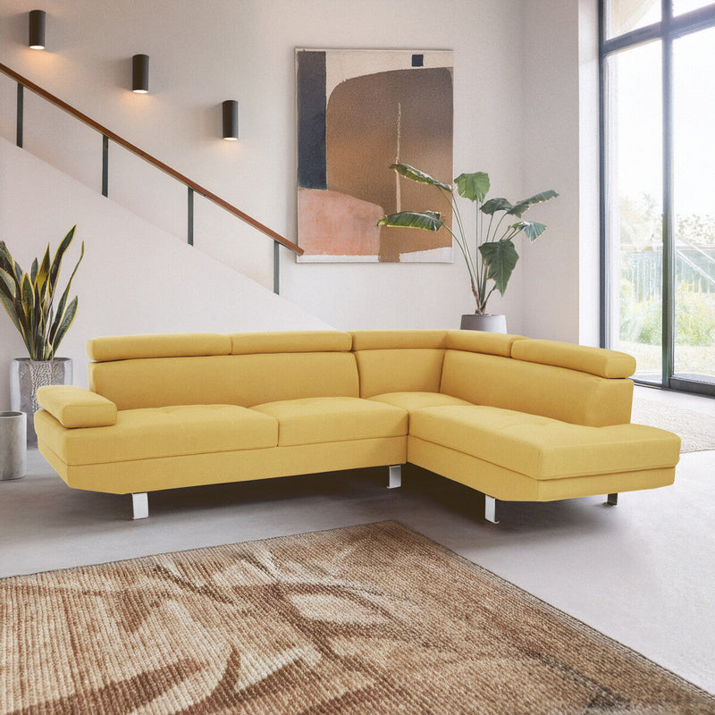 Ochre Linen Corner Sofas | Hanover