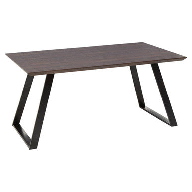 Brown Wooden Top and Metal Legs Dining Table with 6 Grey Chairs Set | Westford