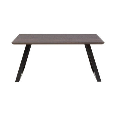 Brown Wooden Top and Metal Legs Dining Table with 6 Grey Chairs Set | Westford