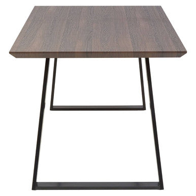 Brown Wooden Top and Metal Legs Dining Table with 6 Grey Chairs Set | Westford