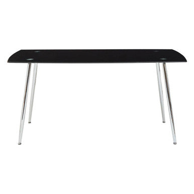 Black Tempered Glass Top and Silver Frame Dining Table with 6 Chairs Set | Wimslow