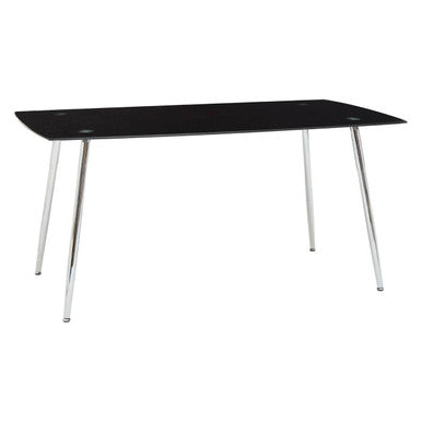 Black Tempered Glass Top and Silver Frame Dining Table with 6 Chairs Set | Wimslow