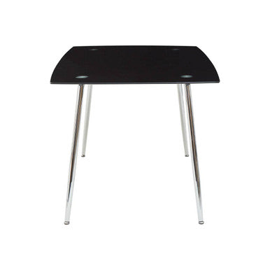 Black Tempered Glass Top and Silver Frame Dining Table with 6 Chairs Set | Wimslow