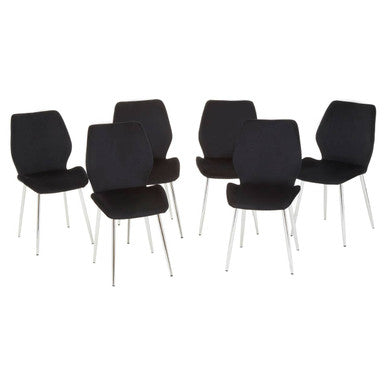 Black Tempered Glass Top and Silver Frame Dining Table with 6 Chairs Set | Wimslow