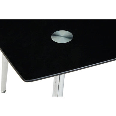 Black Tempered Glass Top and Silver Frame Dining Table with 6 Chairs Set | Wimslow