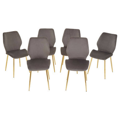 Smoked Glass Top and Slanted Legs Coffee Table with 6 Chairs Set | Wimslow
