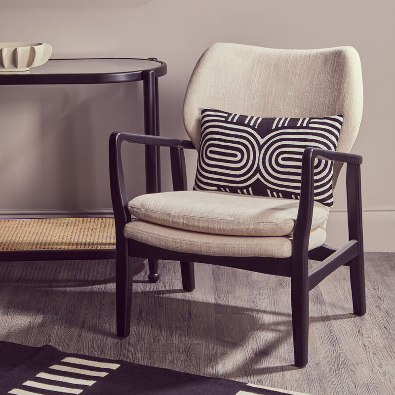 Beige Chair with Black Wooden Frame | Stockholm