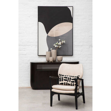 Beige Chair with Black Wooden Frame | Stockholm