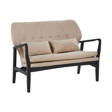 2 Seater Beige Sofa with Black Wood Frame | Stockholm