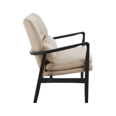 2 Seater Beige Sofa with Black Wood Frame | Stockholm