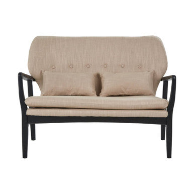 2 Seater Beige Sofa with Black Wood Frame | Stockholm