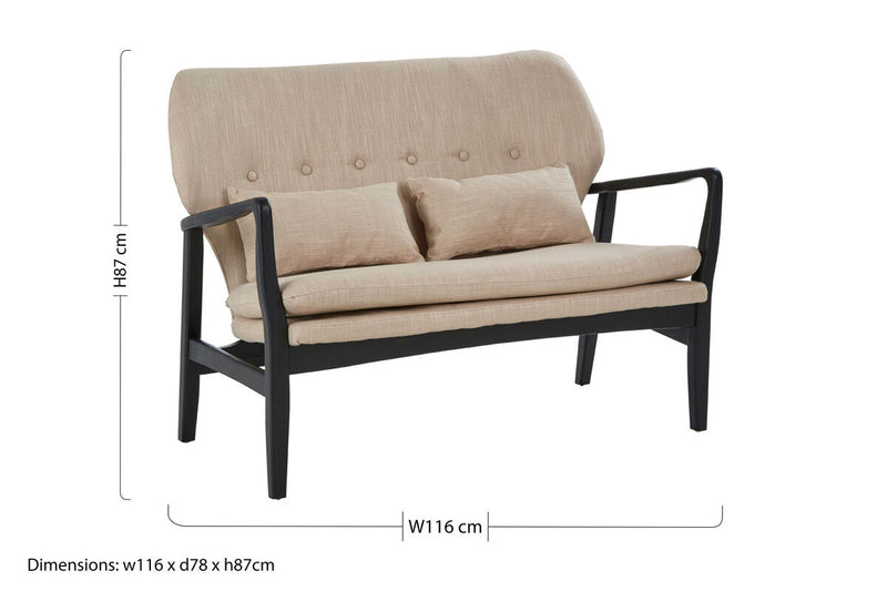 2 Seater Beige Sofa with Black Wood Frame | Stockholm