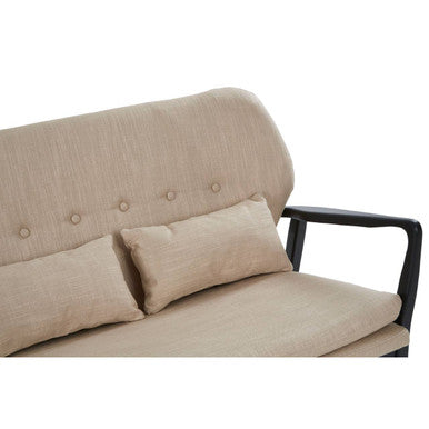 2 Seater Beige Sofa with Black Wood Frame | Stockholm