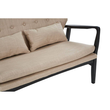 2 Seater Beige Sofa with Black Wood Frame | Stockholm