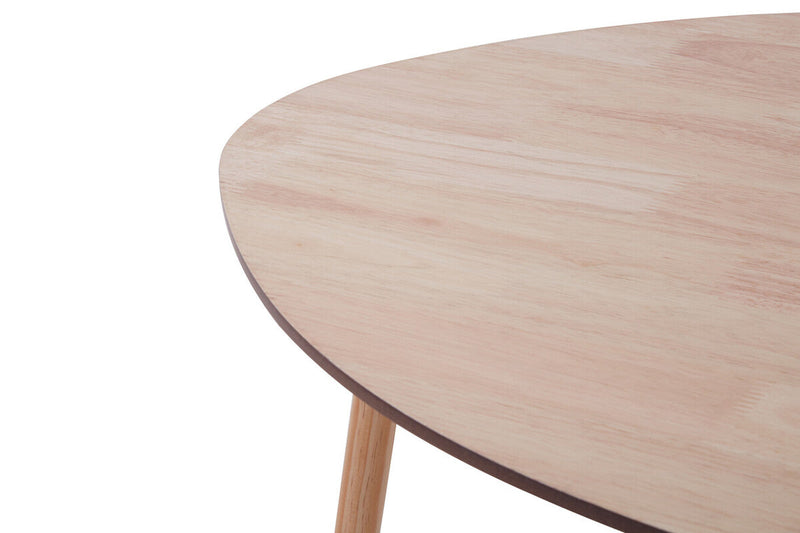 Set of 2 Natural Wooden Nesting Side Tables with Tripod Legs and Rounded Triangle Tops | Rostok