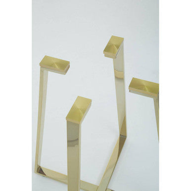 Clear Glass Top and Gold Finish Square Steel Dining Table | Metropolitan