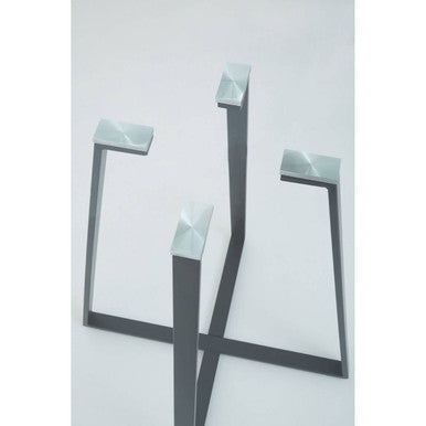 Clear Glass Top and Matte Black Square Steel Dining Table | Metropolitan