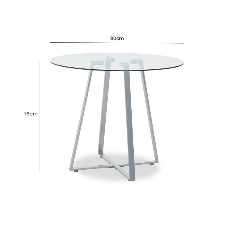 Glass Top and Grey Stainless Steel Dining Table | Metropolitan
