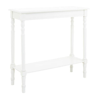 White Wooden Rectangular Console Table with Lower Shelf and Spindle Legs | Heritage