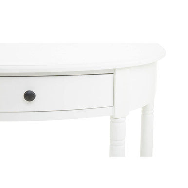 Half Moon White Wooden Console Table with One Drawer and Lower Shelf | Heritage