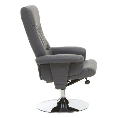 Grey Leather Effect Reclining Chair | Denton