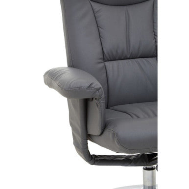 Grey Leather Effect Reclining Chair | Denton